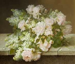 Rosas y lilas blancas
